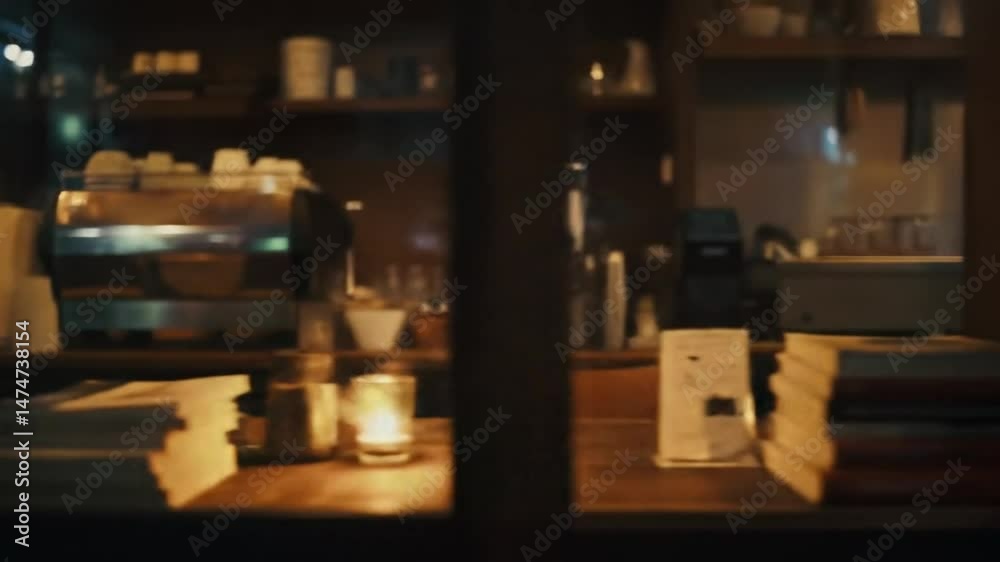 A Cozy Evening Scene in a Quaint Café Filled with Books and Warm Light A Cozy Evening Scene in a Quaint Café Filled with Books and Warm Light