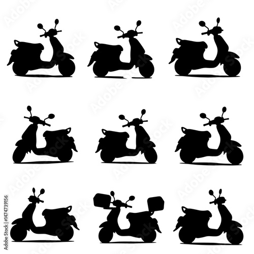 Set of Scooter illustration on white background, Scooter bundle design