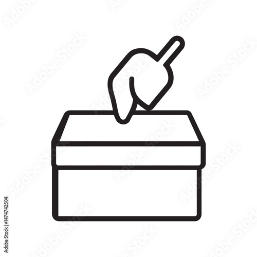 A human hand gently puts an item into a box through a simple outline drawing