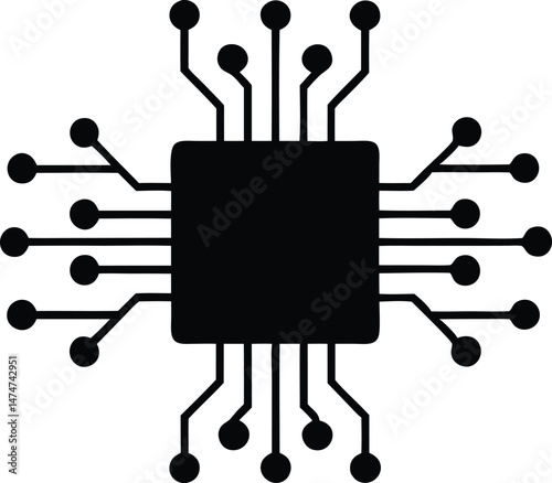 ai chips square with circuit lines illustration.eps