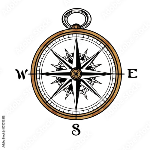 compass on white background