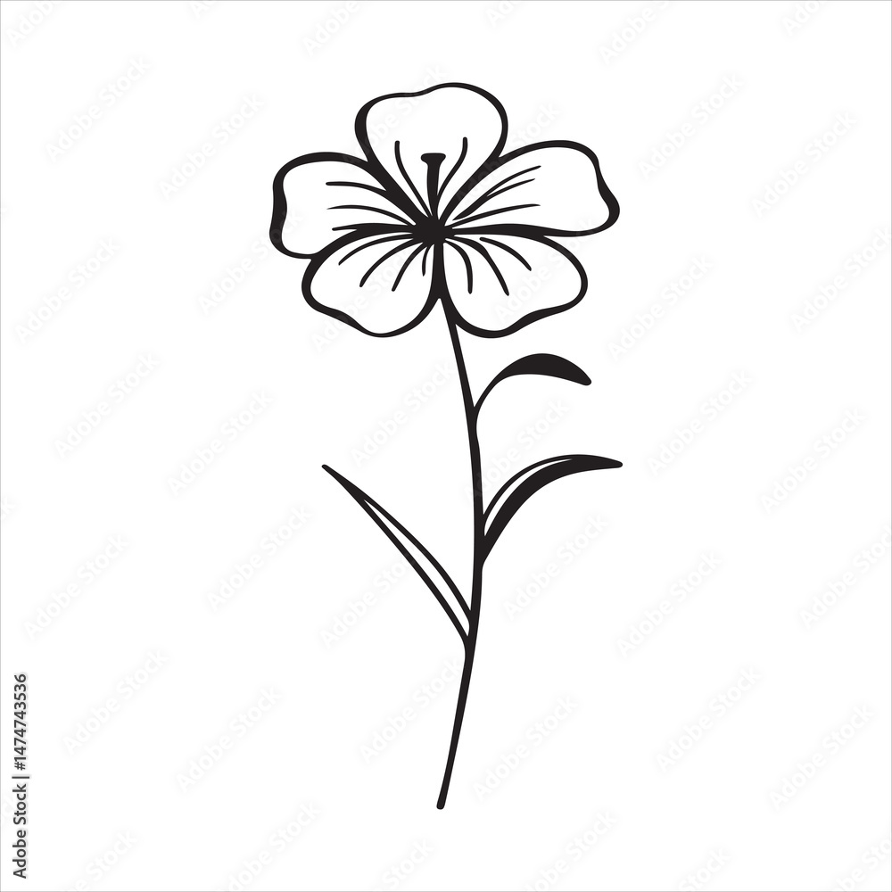 Blue Flax Flower Bloom in Natural Field