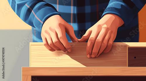 Hands of a Person Working on Wood