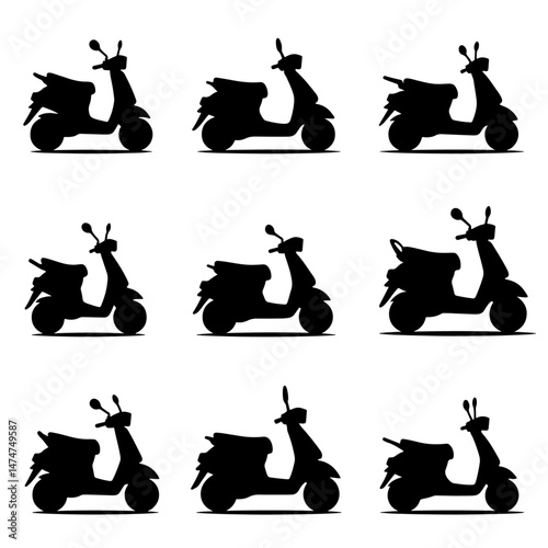 Set of Scooter illustration on white background, Scooter bundle design