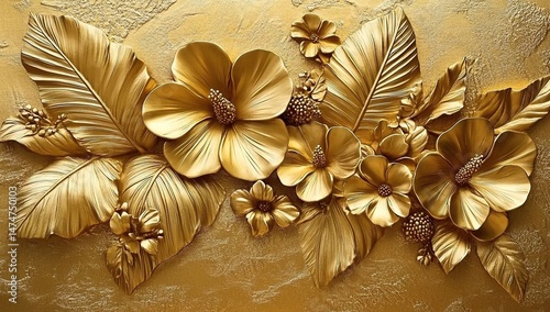Golden Floral Arrangement Background Design