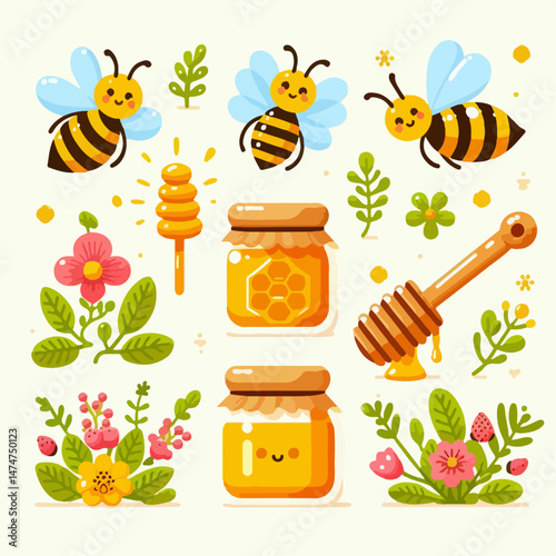 bee and honey flower
