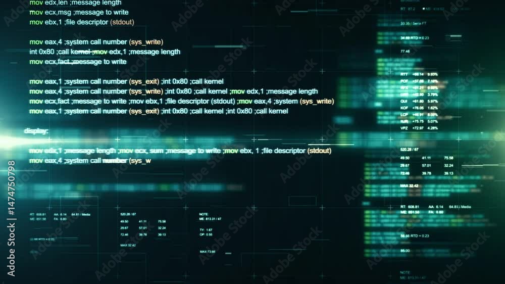Computer hacker at work - keyboarding - code and attacks.