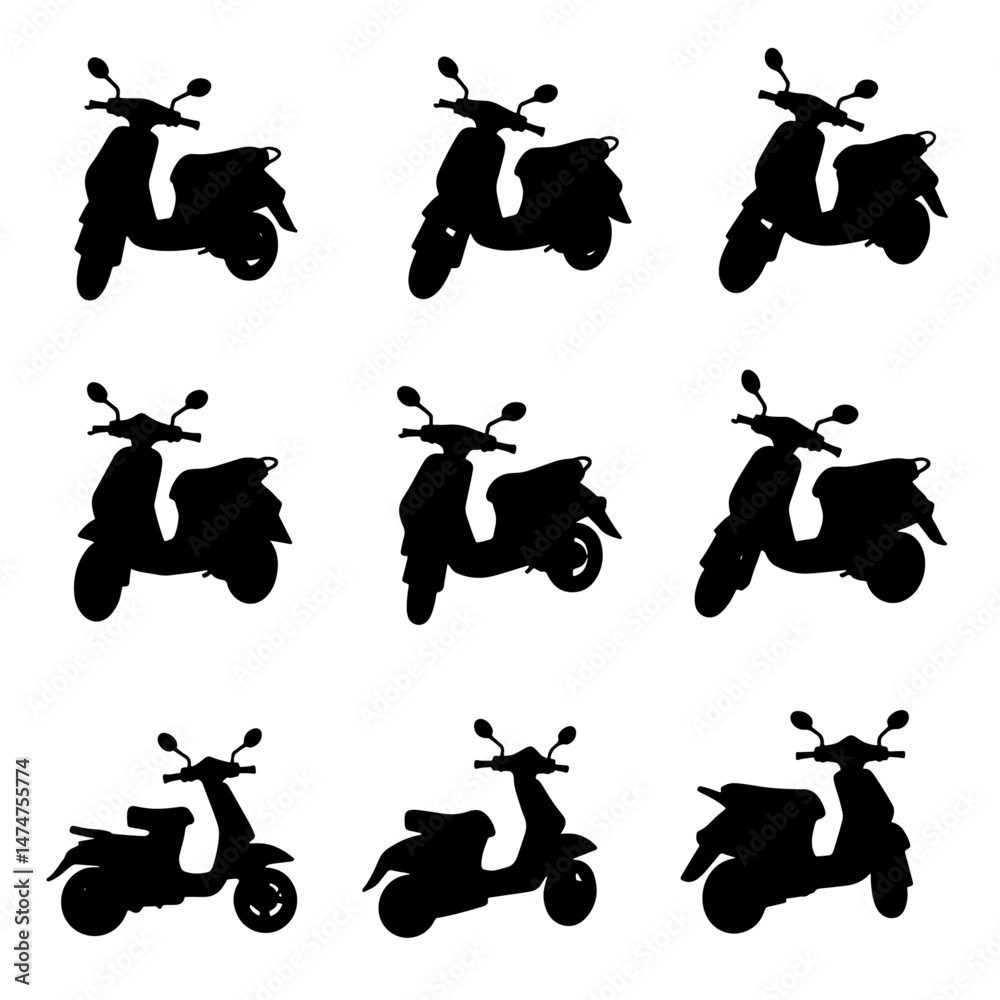 Set of Scooter illustration on white background, Scooter bundle design