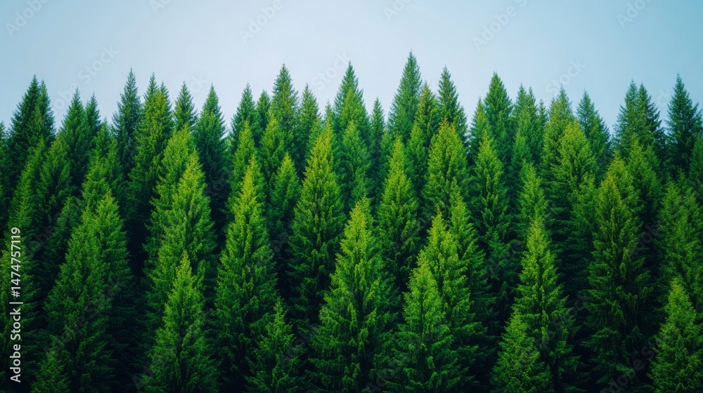 Fototapeta premium Lush evergreen forest growth nature landscape tranquil environment aerial view eco awareness