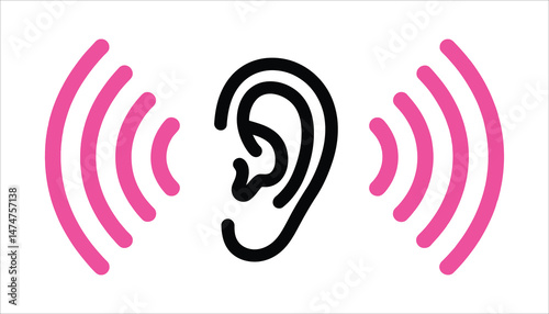 Ear Icon with Sound Waves Representing Hearing