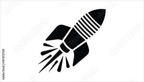 Rocket Icon with Firing Exhaust for Space Travel Concept

