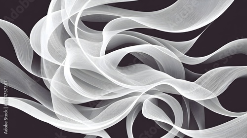 Abstract Swirling White Lines on Dark Background for Modern Design