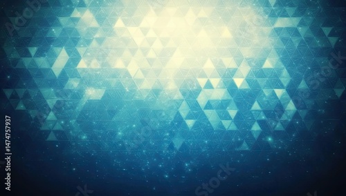 Abstract background of light blue triangles,  with  a soft glow at the top,  and fading darker shade at bottom