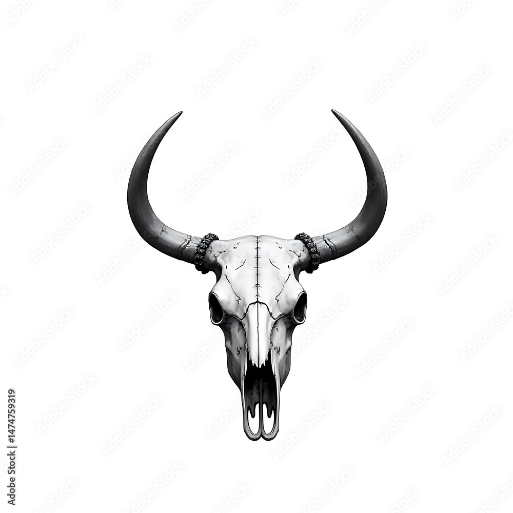 Fototapeta premium bull skull with lasso and banner. 