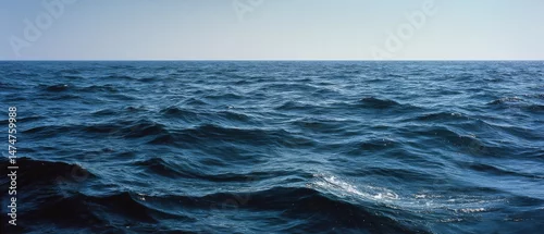 Obraz  z motywem An endless ocean stretches towards the horizon, embodying both serenity and boundless possibility under a clear sky.