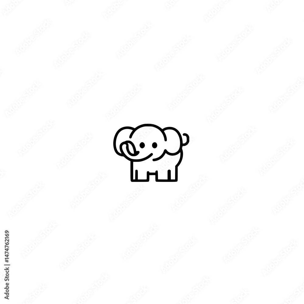 Fototapeta premium Vector Elephant Emblem in Simple Geometric Form for Web Use
