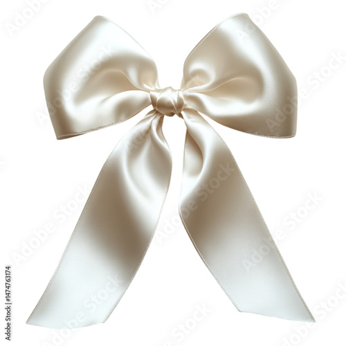 Elegant Creamy White Satin Ribbon Bow Isolated on Black Background Perfect for Gift Wrapping Wedding Invitations Festive Decorations Luxury Branding Design Element High Resolution Image Professional  