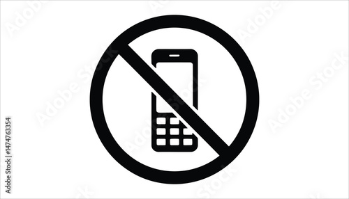 No Mobile Phones Sign Vector. Prohibited Smartphone Use Icon. photo