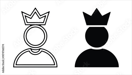 Crown Silhouette Icon of Royalty and Leadership Symbol in Black and White photo