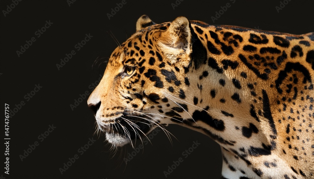 Obraz premium golden jaguar prowling side view