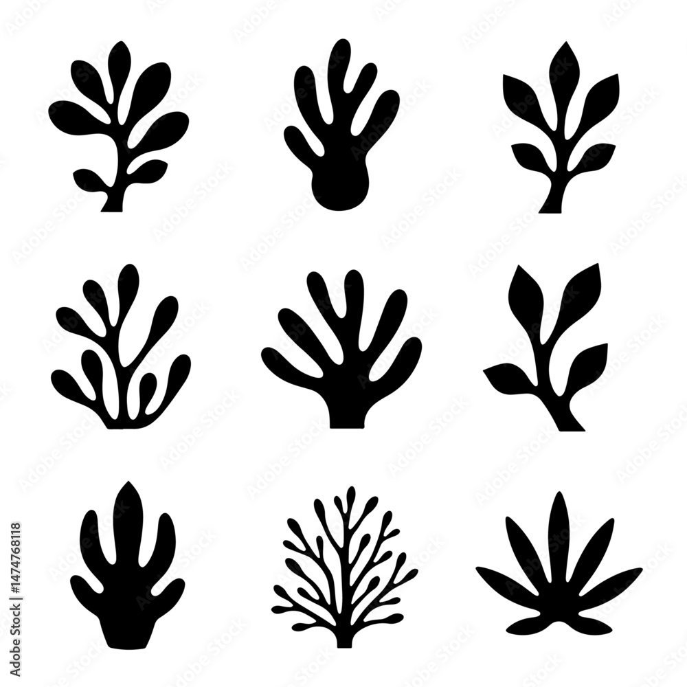 Grass silhouette set in white background