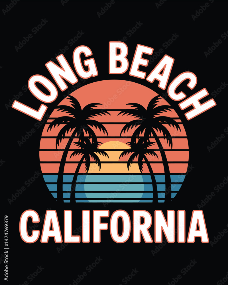 Naklejka premium A tropical island with palm trees vector T-Shirt Design