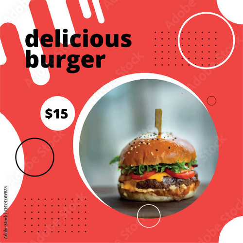 Burgers restaurant squared flyer template
