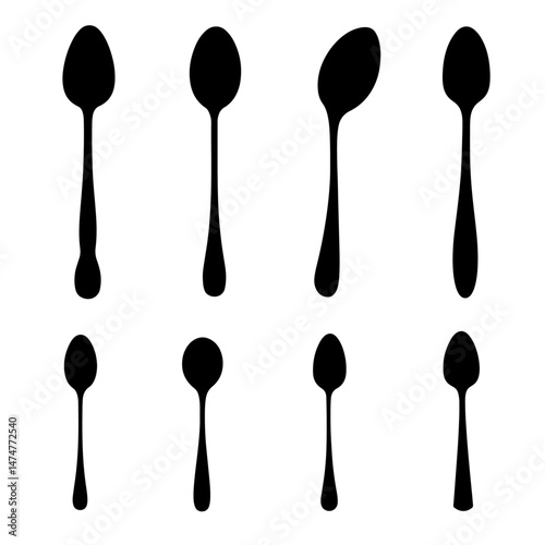 Kitchen utensils silhouettes vector set of cooking tools flat design for culinary and food preparation