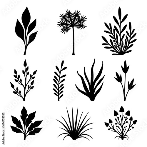Grass silhouette set in white background
