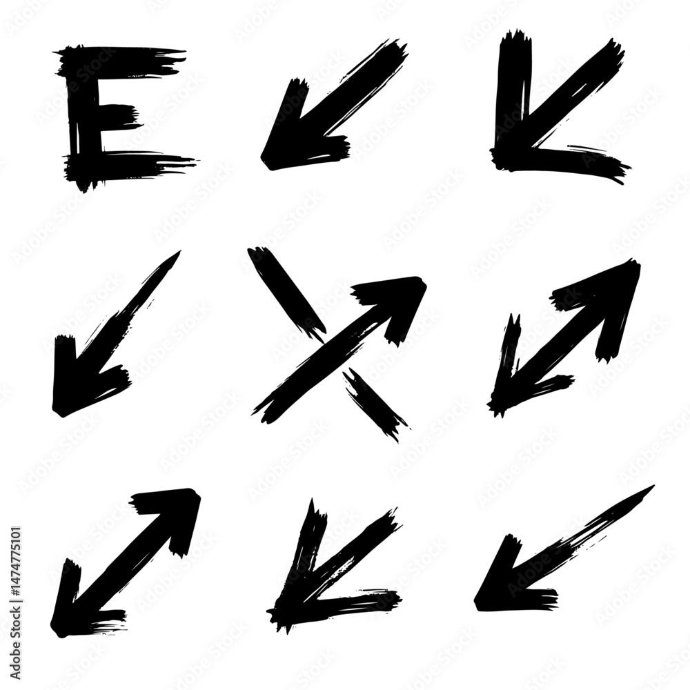 Vector hand drawn different arrow design with white background arrow mark icons