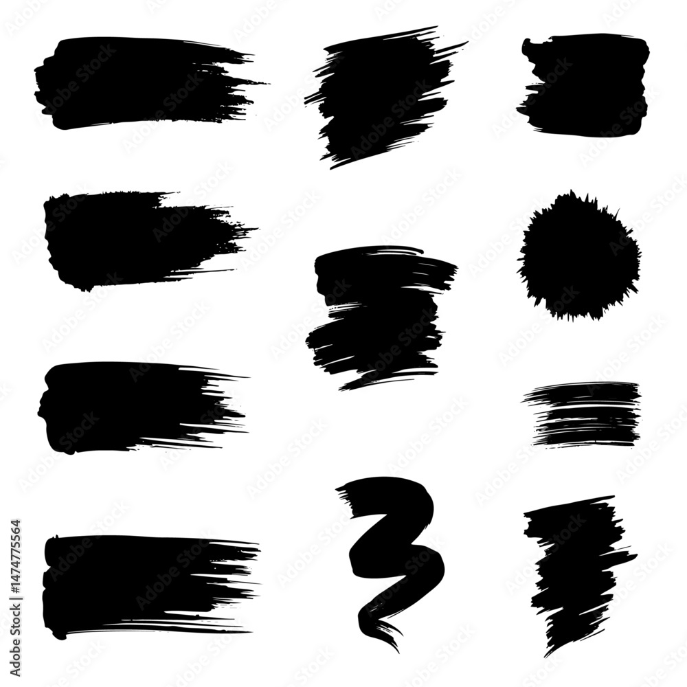 brush strokes vector illustration, abstract grunge texture on white background. Straight long hand drawn stripes background