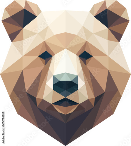 simple polygon grizzly bear head illustration