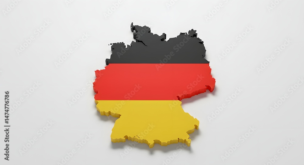 Obraz premium Germany Map Shape with National Colors on White Background