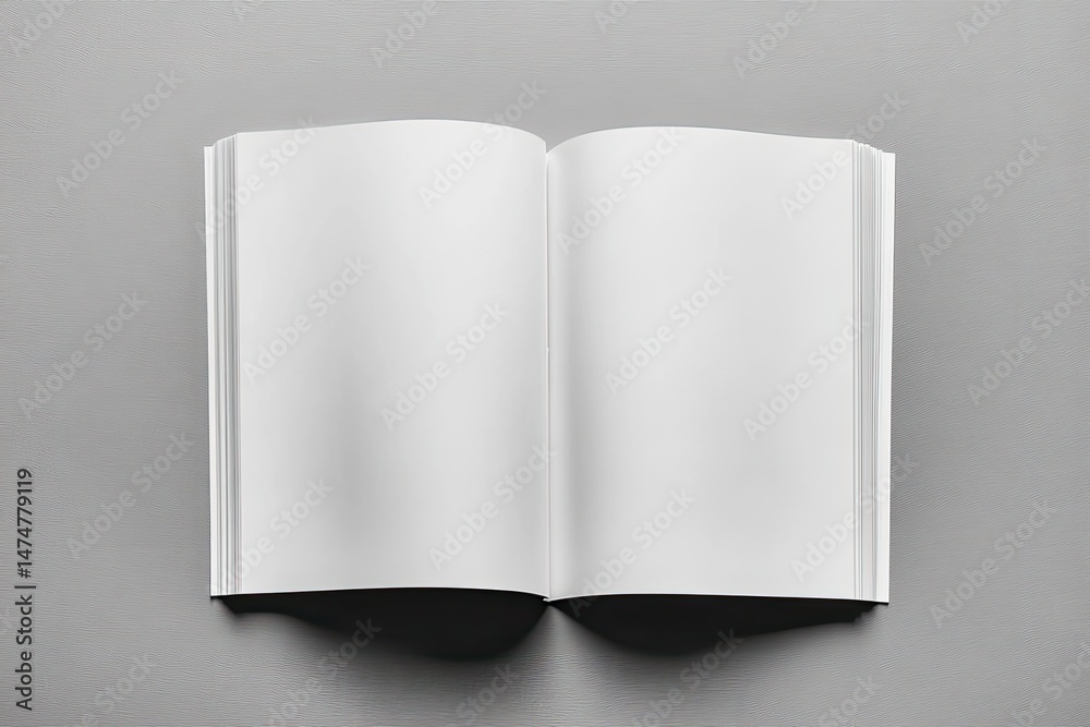 Open blank book on gray surface Open blank book on gray surface