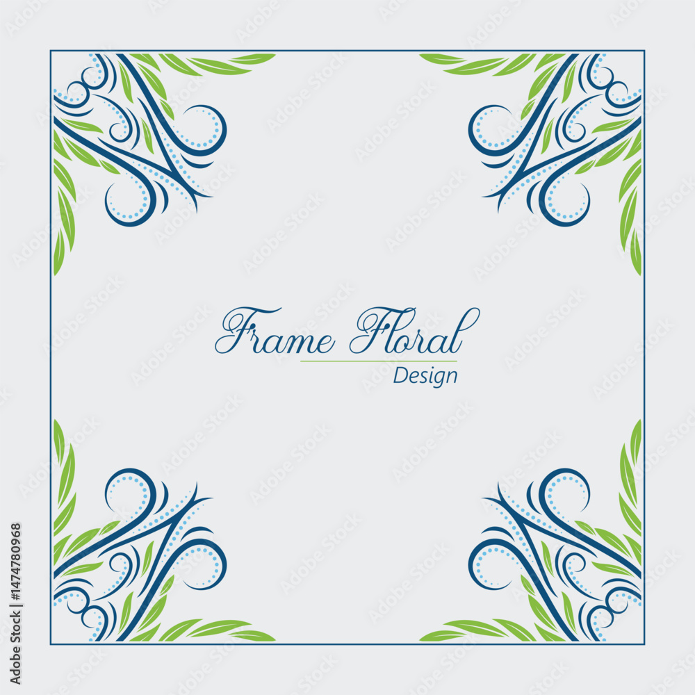 Obraz premium Elegant floral frame design. Perfect for invitations, cards, or other design projects. This artwork features botanical elements and a classic aesthetic.