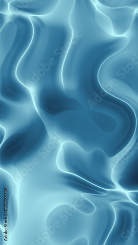 Blue Glowing Liquid Background with Smooth Waves.Vertical Background.