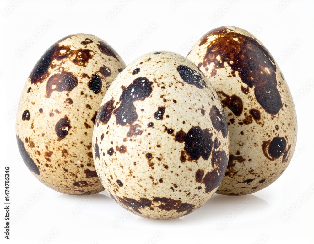Obraz premium quail eggs on white background