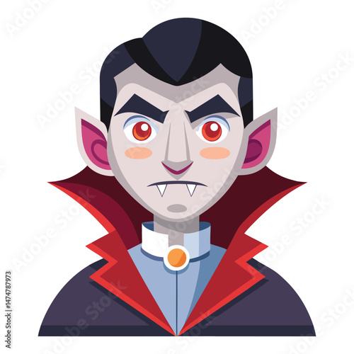 Flat design of Dracula clipart on white background