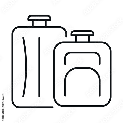 Luggage icon vector design featuring two distinct types of bags for travel or tourism applications