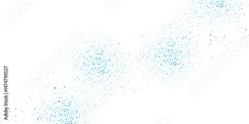 Vector abstract blue background frame of geometric shapes. Circular ornament. Pattern of dots  particles  molecules  fragments modern