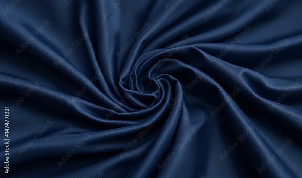 Fototapeta premium Dusty navy silk fabric with smooth folds and subtle sheen