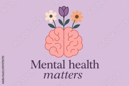 Mental health matters – floral brain graphic promoting mental wellness and emotional self-care. Mental health matters, Mental health awareness, Brain flower design