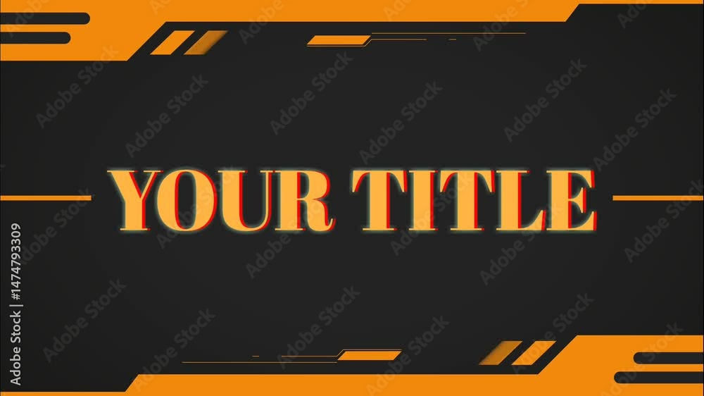 Bold graphic background with orange accents framing space for your title or message in glowing font.