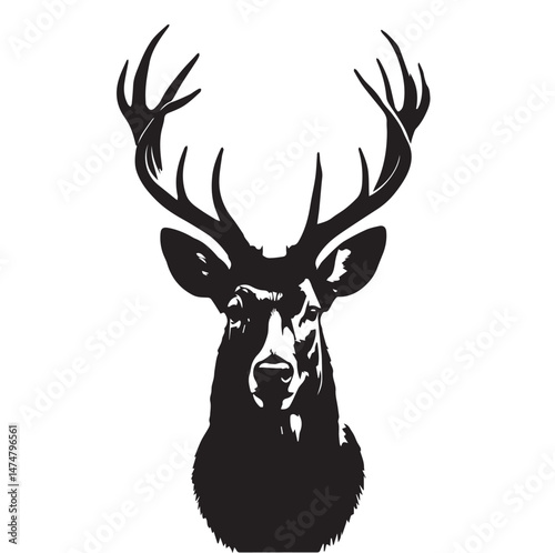 Deer's head design  vector silhouette image with white background