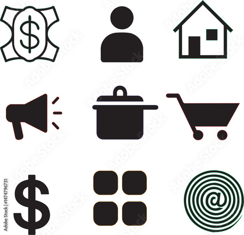 Set of Simple Basic Interface Icons