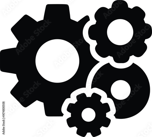 Interlocking Black Gear Mechanism Icon