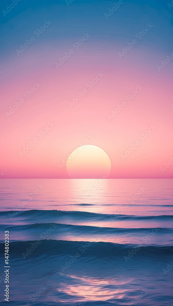 Fototapeta premium Serene Sunset Over Calm Ocean Waters
