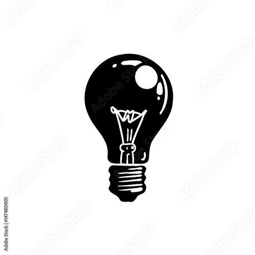 Silhouette of a Classic Light Bulb Depicting an Idea or Innovation