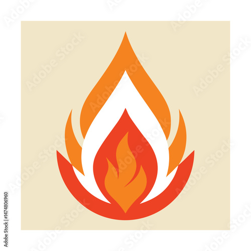 Vibrant illustration of a flame representing heat and energy on a cream background