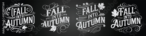 Blackboard Illustration with Decorative Seasonal Lettering and Typography